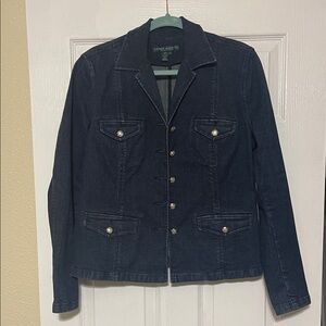 Ralph Lauren Dark Denim Blazer Jacket with Silver Buttons